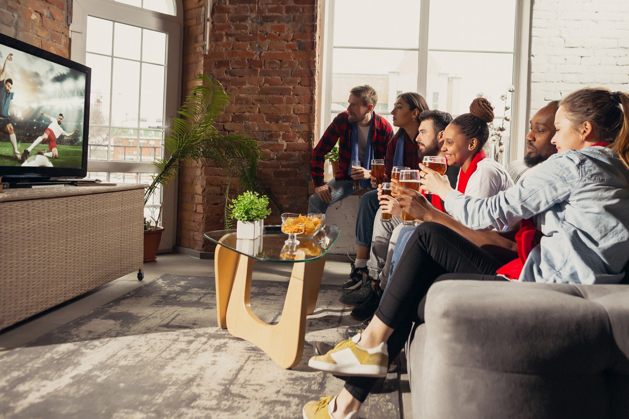 family watching tv