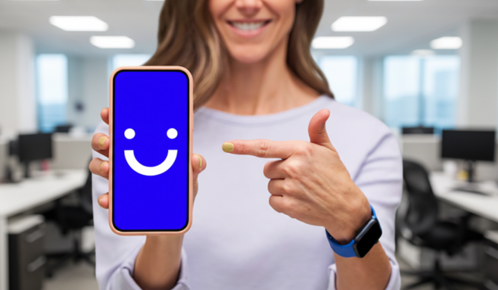 woman holding cell phone