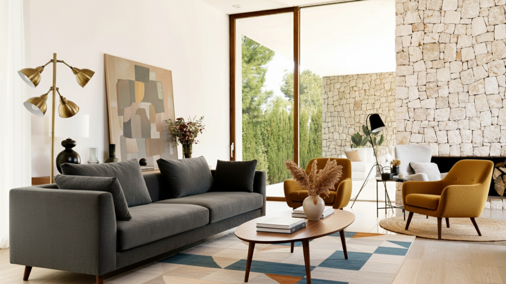 living room with furniture and household items